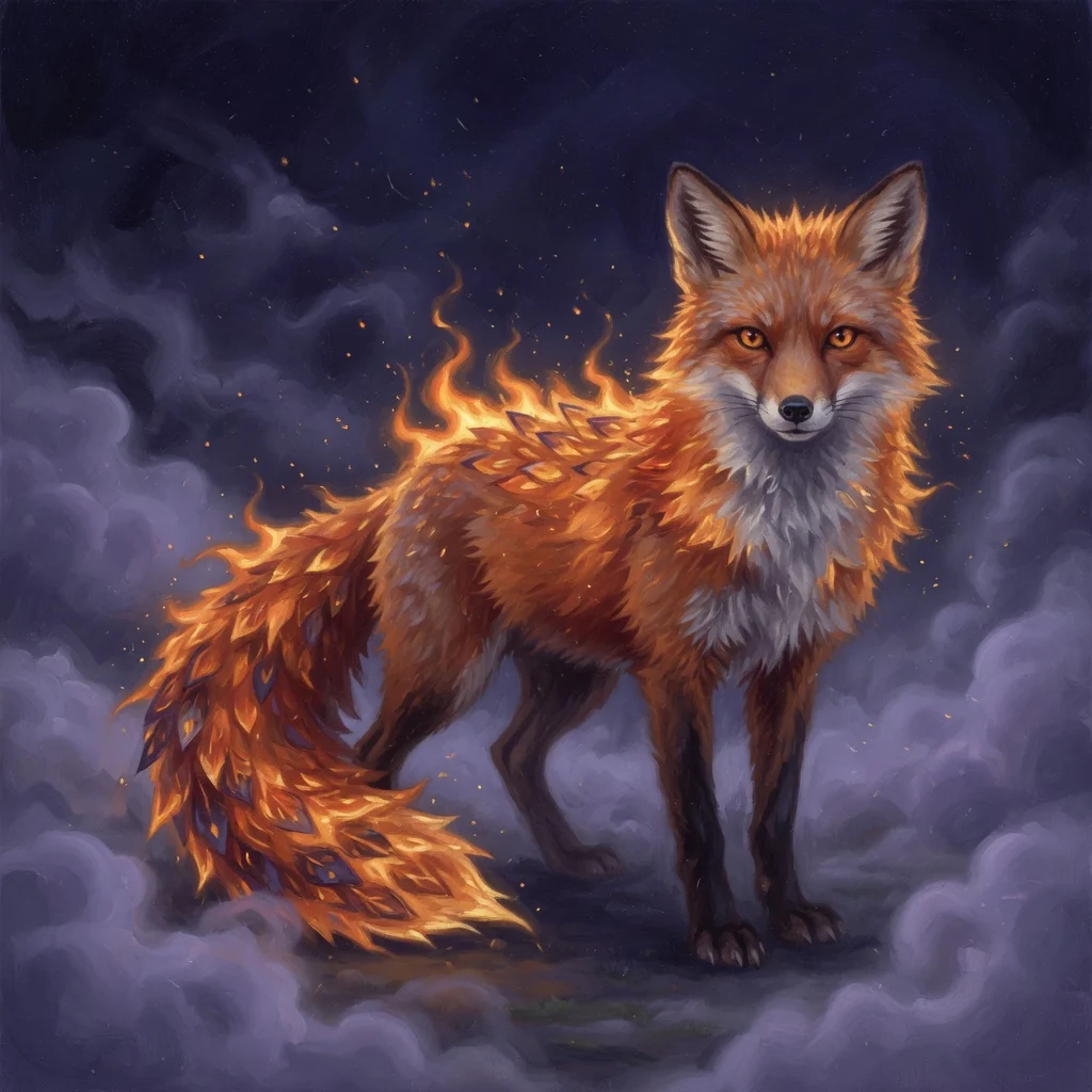 A standing flame fox companion, the everyday bonded form